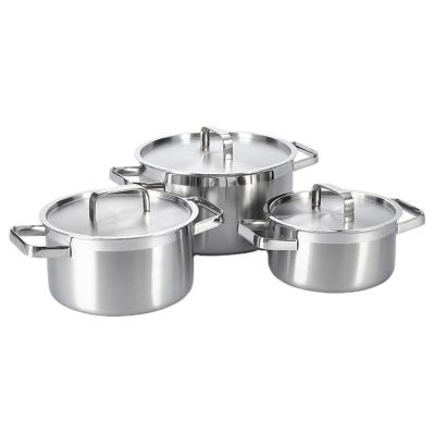 China Sustainable Food Grade 2.8/3.8/6.4 Quart Stainless Steel Sauce Pot Triple Clad Stock Pot With Lid For Milk Sauce Pasta Boiling Noodles for sale