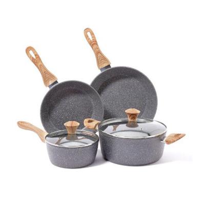 China Sustainable Non-Stick Cookware Sets Making Cooking Granite Coating Pots And Pans Sets Cookware for sale