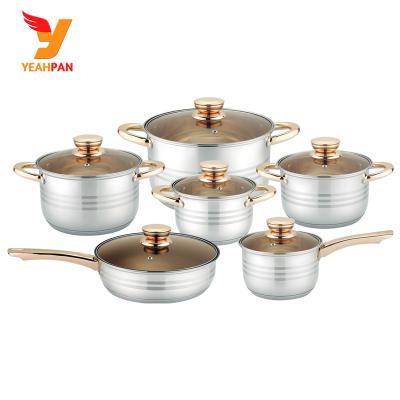 China Stocked Cookware Non Sticking Cookware Set Utensils Stainless Steel Kitchenware for sale