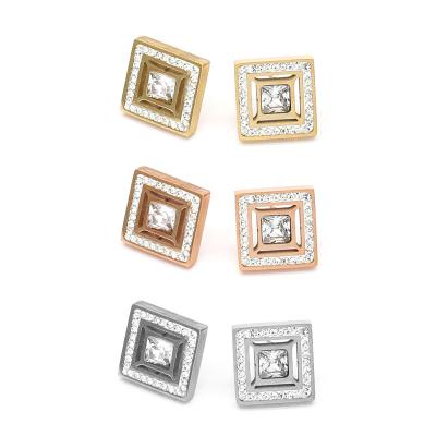 China Wholesale FASHIONABLE INS Square Earring Zirconia Birthstone Stud Earrings For Women Zircon Earring For Ladies for sale