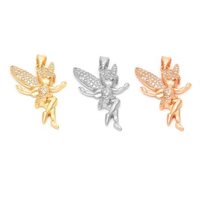 China 18K Gold New Design Fashion INS Fashion Jewelry Angel Zircon Wing Pendant Necklace Copper Lady Gift for sale