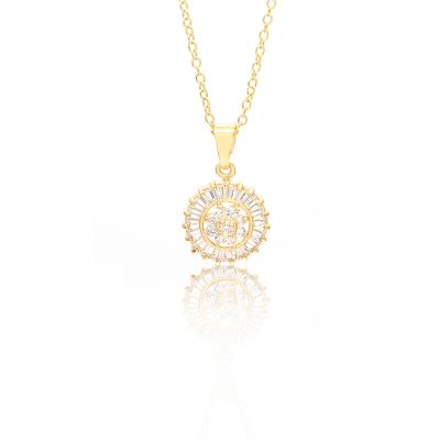 China New 2022 Fashion Design 316L Fashion 316L Gold Plated Stainless Steel Diamond Flower Pendant Necklace For Lucky Girl for sale