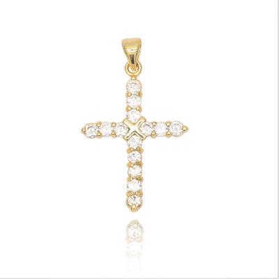 China New Design Hot Selling High Quality Brass Cubic Zirconia Cross Pendant Necklaces FASHIONABLE Bling Bling For Women Ladies Cross Pendant for sale