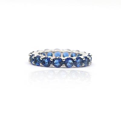 China Fashion CLASSIC Jewelry Hot Sale Engagement Wedding Ring Bling Bling Set Full Iced Out Blue CZ Zircon Rings for sale