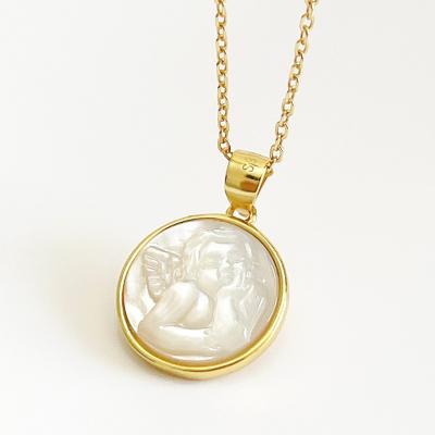 China FASHIONABLE Angel Baby Design Wholesale Pearlescent Necklace 925 Necklaces Silver Gold Plated Jewelry For Women for sale