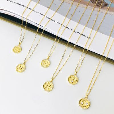 China MELYNN Fashion Zodiac Signs Necklace 5A CZ Diamond Necklace 925 Sterling Silver Gold Plated Constellation Necklace For Women for sale