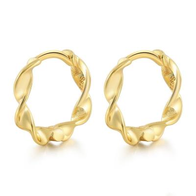 China FASHIONABLE Wholesale Circle Earrings Twisted Huggies Minimalist 18k Silver Small Gold Plated Circle Earrings For Girls for sale