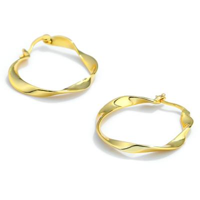 China FASHIONABLE Trendy Minimalist Wave Twisted Circle Earring 18k Gold Plated Circle Earring Big Circles Earring 925 Sterling Silver for sale