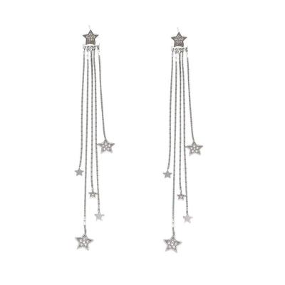 China Wholesale FASHIONABLE Star Earring Design 925 Tassel Earrings Silver Rhodium Plated Zirconia Jewelry For Woman for sale