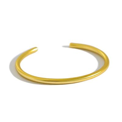 China 925 Sterling Silver Fashionable Simple Empty Round Bangle Cuff Bangle Gold Plated Gold Plated Bangles For Women for sale