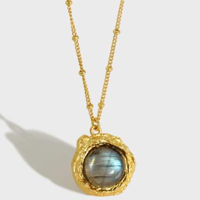 China FASHIONABLE Factory Jewelry 925 Sterling Silver /White Crystal Vintage Wholesale Labradorite Pendant Necklaces for sale