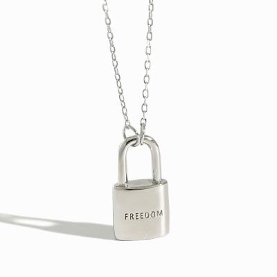 China 50cm Long FASHIONABLE Wholesale Designer Lock Necklace 925 Sterling Silver Rhodium Plated Fashion Necklaces For Women for sale