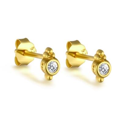 China Wholesale FASHIONABLE CZ 925 Sterling Silver Small Stud Earrings Simple Gold Zircon Tiny Stud Earrings for sale