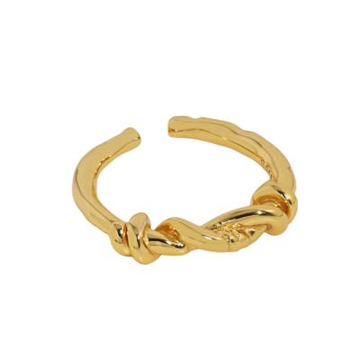 China 2021 New Trendy Minimalist Ring 925 Korean Twisted Sterling Silver Adjustable Gold Plated Rings For Women for sale