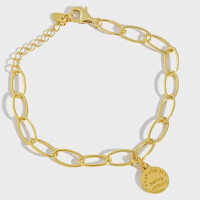 China Latest Fashion Design 925 Gold Jewelry Italian TRENDY Silver Chain Chunky Coin Bracelet For Women for sale