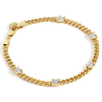 China TRENDY Cuban Chain Bracelet 14k Brass Rhodium Or Gold Plated Bracelet for sale