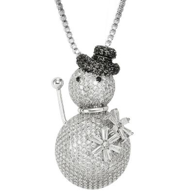 China Rhodium Brass Necklaces or FASHIONABLE CZ Necklace High Quality Snowman Diamond Necklaces Gold Plated for sale