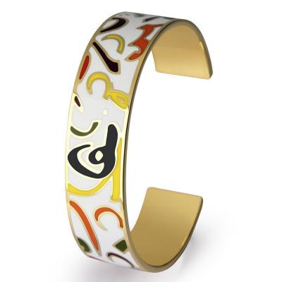 China FASHIONABLE Open Color C-Shape Enamel Bracelets 18k Gold Plated Bracelets for sale