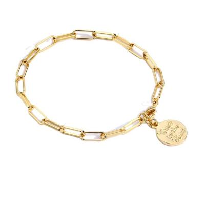 China TRENDY INS Coin Link Chain Brass Bangle 18k Rhodium Or Gold Plated Bangle for sale