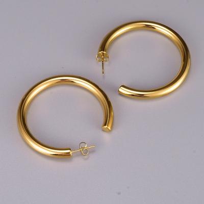 China MSE0001 Trendy Wholesale Trendy Chunky 18k Gold Plated Stainless Steel Hoop Earring For Women 316 Stainless Steel Jewelry for sale