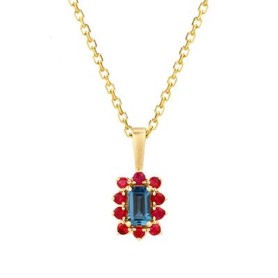 China Trendy Natural Red Topaz 14k Solid Gold Pendants For Women Tasty Natural Gemstone Real 14k Gold Jewelry Wholesale for sale