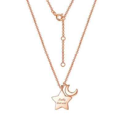 China Wholesale TRENDY Rose Gold Jewelry 18k Gold Necklace 18k Gold Moon Star Real Necklace For Women for sale