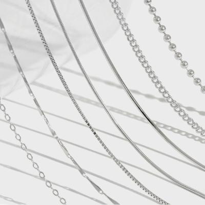 China FASHIONABLE wholesale cuban chain 925 sterling silver cross link restriction chain box snake rhodium plated necklaces for sale