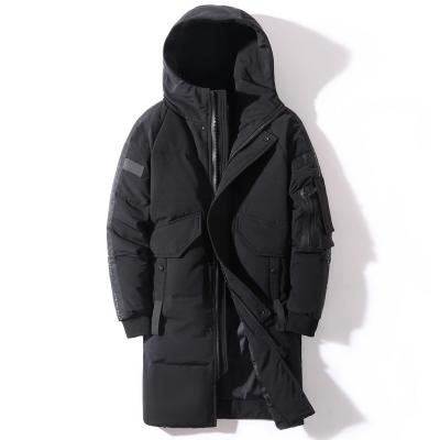 China 2021 winter men's breathable jacket hooded fashion down long down parka men's clothing warm thick waterproof windproof long coat men's brand for sale