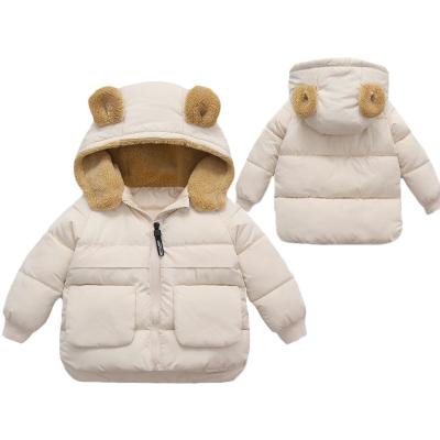 China 2021 Winter Kids Boys Girls Parka Breathable Cotton Down Coats With Ear Hoodie Clothes Fashion Kids Outerwear Age For 2-6year for sale