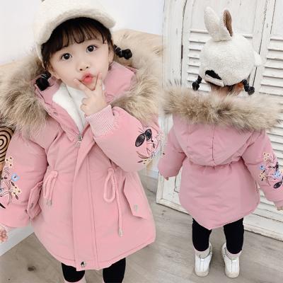 China Breathable Hot Selling Babies Winter Clothes Kids Girl Hooded Winterjas Fur Coats 2021 Fleece Parka For 2 3 4 5 6 7 Years for sale