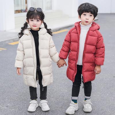 China Dropshipping Windproof Children's Coat Style Cotton Down Long Outwear Boys Girls Children's Cotton Down Parka 2021 for sale