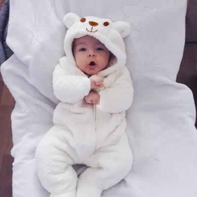 China 2021 New Cute Baby Boy Newborn Baby Girl Breathable Clothes Long Sleeve Hooded Sweatshirts Back Zipper Baby Romper Clothes Autumn Winter Wear 0-12M for sale