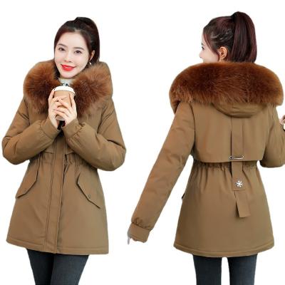 China Breathable Ready To Ship 2021 Korean New Winter Coat Mid Length Parkas Female Thick Warm Outerwear Cotton Parkas Women for sale