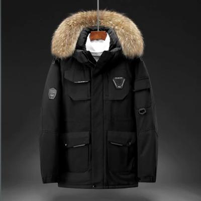 China New Solid-color Men's Parka 90% Duck Down Men's Casual Winter Parka Coat White Stand Collar Detachable Hat Male Thick Warm Breathable Jackets for sale