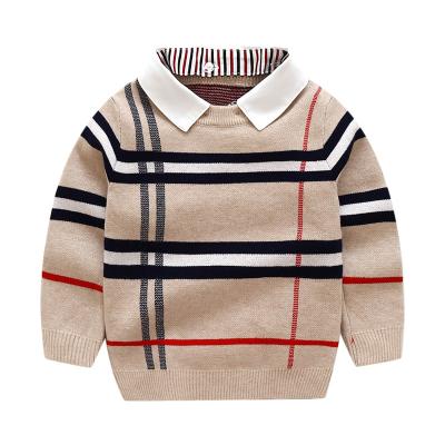 China 1-8T Toddler Kid Anti-Shrink Boys Clothes Autumn Winter Warm Long Sleeve Plaid Sweater Girl Knitted Mister Knitwear Top for sale