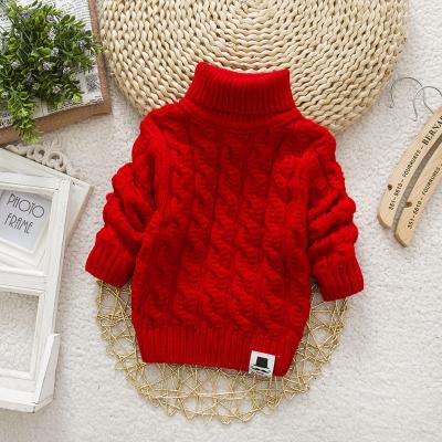 China Wholesale Breathable Kids Sweaters Autumn Boy Girl Warm Sweater Solid-color Winter Baby Tops Turtle Neck Sweater Girl Knitwear for sale