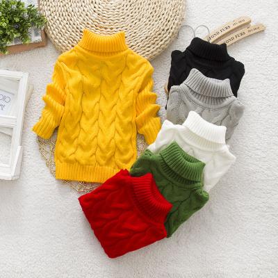 China Pure-Color 2t-8t Winter Boys Girl Child Turtle Neck Shirts Collar Pullover Breathable Hot Sale Thick Knitted Solid Sweater Top for sale