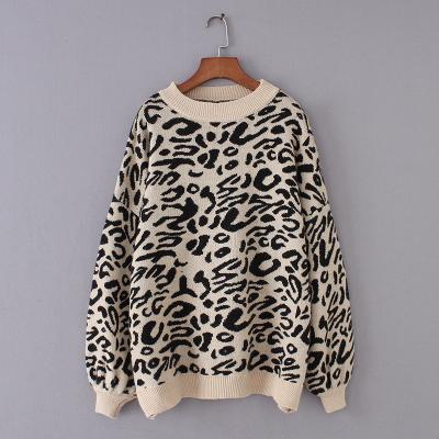 China Breathable Sweater Women Turtle Neck Leopard Knitted Print Oversized Sweater Winter Sweater Female Casual Tops Thick Animal Pullovers for sale