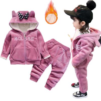 China Girls Clothing Plush Cotton Casual Thick Warm Suit Heavy Winter Outfit Serious Cold Toddler Kids Clothes Sets For Baby for sale