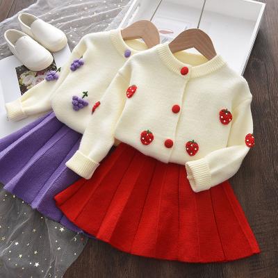 China Casual Toddler Kids Girls Clothes Toddler 2021 Autumn Winter Children Christmas Sweater Skirts Costume Knitted 2Pcs Clothing Sets for sale