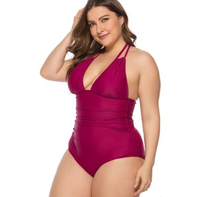 China Ebay Hot Selling Breathable Pleated Swimming Suit Latest Design Plus Size Fat Women Bathers 3xl One Piece Swimsuit for sale