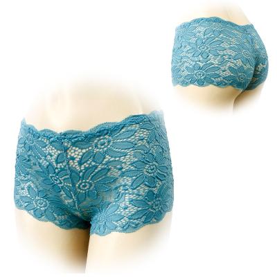 China Fashion woman sexy underwear high quality breathable full lace polyamide transparent boxers briefs wholesale lace panties for sale