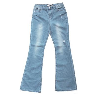 China Color Fade Proof High Quality Ladies Ripped Boot Cut Out Jeans Pants In Stock for sale