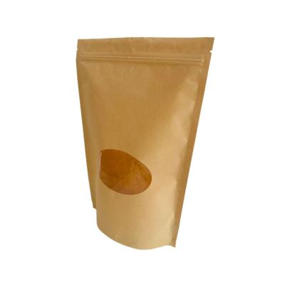 China Customized Moisture Proof Food Grade Kraft Paper Zipper Packaging Best Price Kraft Paper Window Pouch Various Sizes for sale