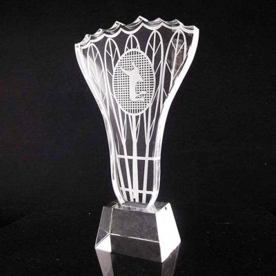 China High Quality Europe Custom Sports Souvenir Award Badminton Crystal Glass Trophy Award For Sports Souvenir for sale