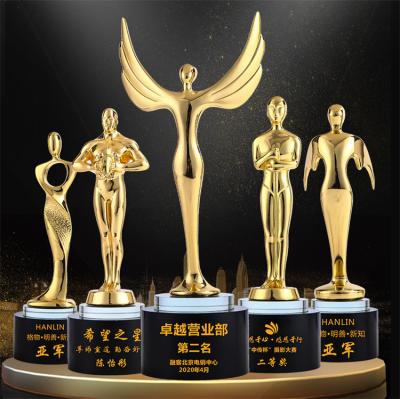 China Global wholesale custom trophy custom sublimation gold crown Europe award statue statue trophy metal crystal import for sale