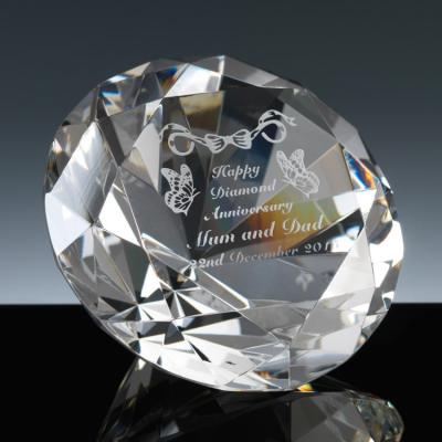 China Europe Factory Pujiang Crafts Premium Diamond Facet K9 Crystal Paperweight Gift for sale