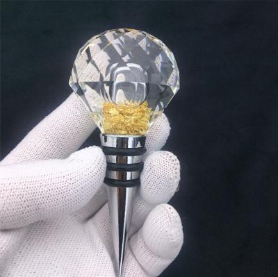 China 2021 Europe high-end wine bottle stopper with gold foil, novelty crystal wine bottle stopper for sale