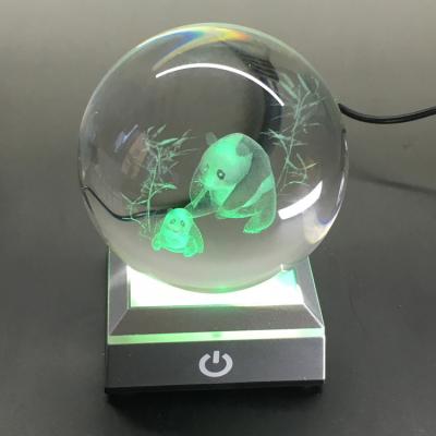 China Europe 3D Laser Engraved Logo Panda Crystal Ball Custom Laser Engraving 3D K9 Crystal Ball For Home for sale