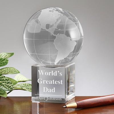 China Europe All Size Crystal Glass World Globe With Crystal Base Custom Crystal Glass Globe Stand Paperweight for sale